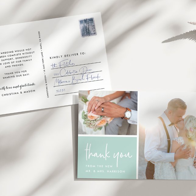 Postal Gratitud en la menta | Foto Boda Gracias (Subido por el creador)