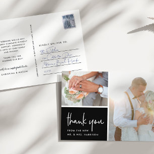 Postal Gratitud esbozada Foto Boda Gracias