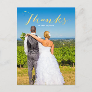 Postal Gratitud Gold | Boda de fotos Gracias Postcard