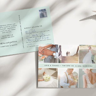 Postal Gratitud moderna   Collage de fotos Boda Gracias
