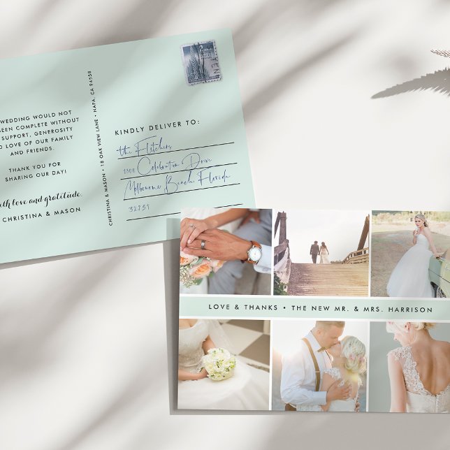 Postal Gratitud moderna | Collage de fotos Boda Gracias (Subido por el creador)