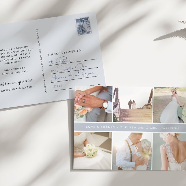 Postal Gratitud moderna | Collage de fotos Boda Gracias (Subido por el creador)