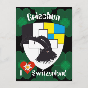 Postal Graubünden Grischun Schweiz Suisse Postkarte