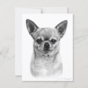 Postal Grave arte de perro pintado a mano de Chihuahua