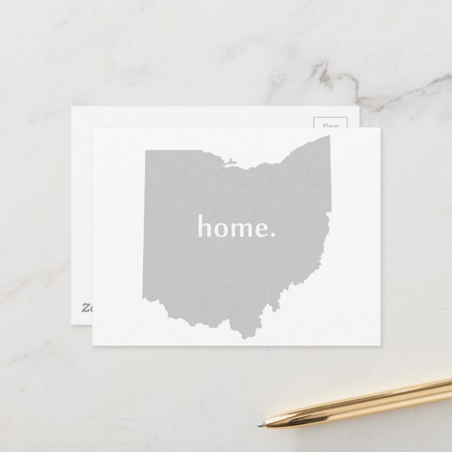 Postal Gray Ohio Shaped Home Gray Buckeye State Ohioan (Anverso/Reverso In Situ)