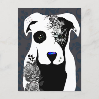 Postal Gray Pit bull dog tattoos and piercing rose 