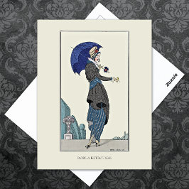 Postal Gray Suit Parasol Vintage Fashion