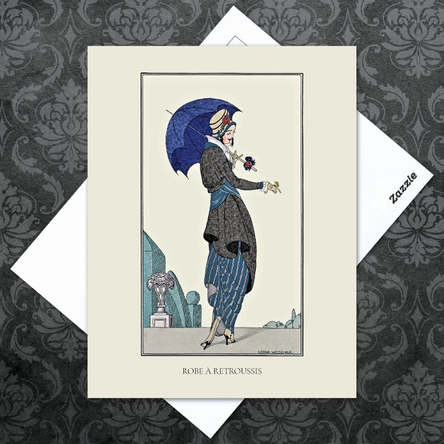 Postal Gray Suit Parasol Vintage Fashion (Subido por el creador)