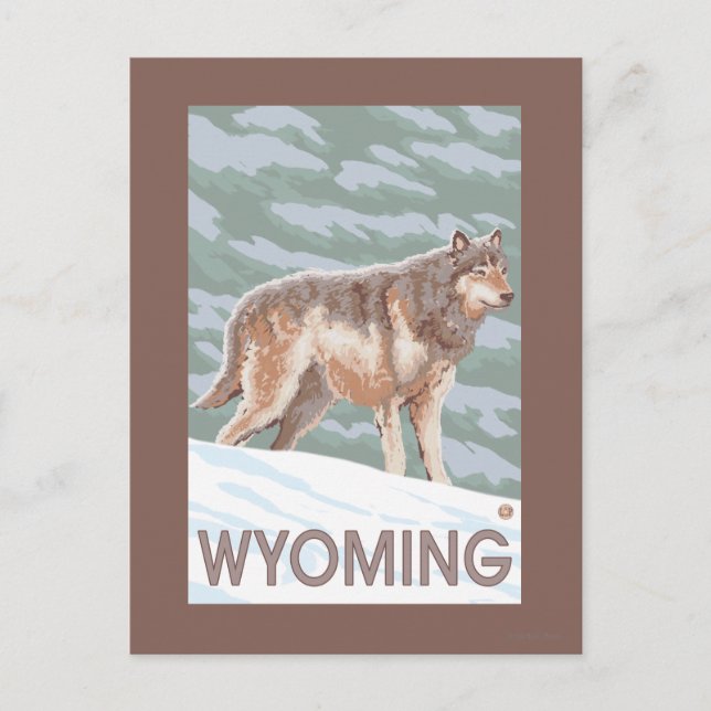 Postal Gray Wolf StandingWyoming (Anverso)