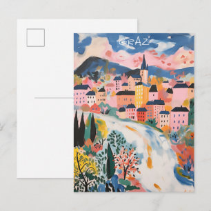 Postal Graz Austria Viajes Ciudad Pintura Estética