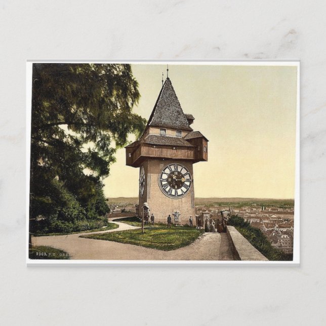 Postal Graz, el reloj, Estiria, Austro-Hungría clásico Ph (Anverso)