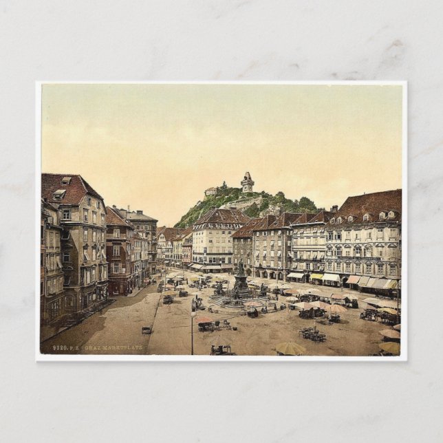 Postal Graz, mercado, Estiria, clásico austro-húngaro (Anverso)