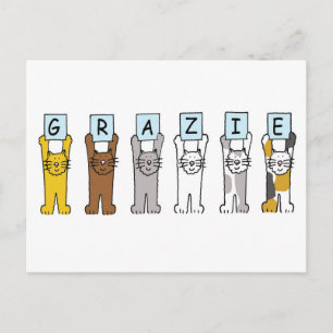 Postal Grazie gracias a los gatos Personalizados italiano