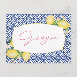 Postal Grazie Lemons Italiano Azulejos Ducha Gracias