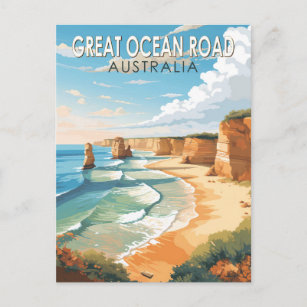 Postal Great Ocean Road Australia Viaje arte cosecha