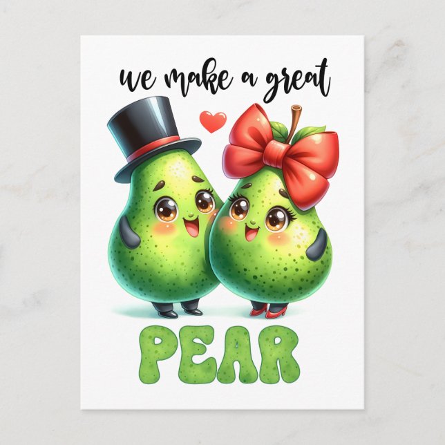 Postal Great Pear Punny Funny Valentine (Anverso)