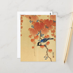 Postal Great Tit on Paulownia Branch por Ohara Koson