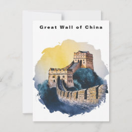 Postal Great Wall of China Travel Watercolor 