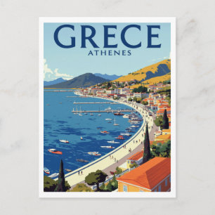 Postal Grecia Atenas Puerto Costero Viaje