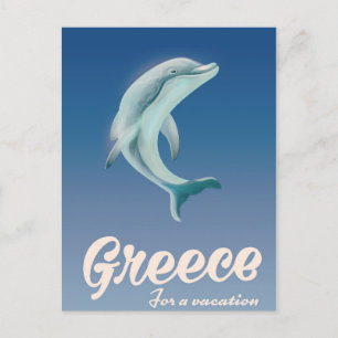Postal Grecia: cartel de viaje de delfines de vacaciones