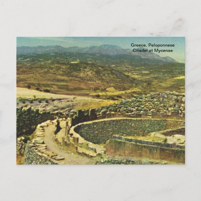 Postal Grecia, ciudadela del Peloponeso en Mycenae (Anverso)
