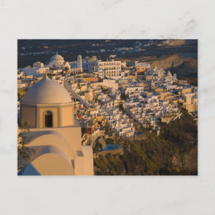Postal Grecia e isla griega de Santorini pueblo de