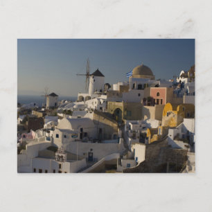 Postal Grecia e isla griega de Santorini pueblo de Oia