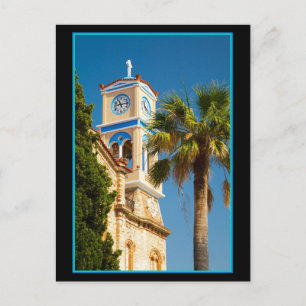 Postal Grecia - Iglesia griega ortodoxa con palmera