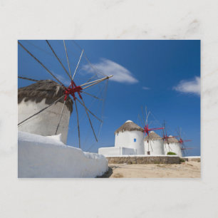 Postal Grecia, islas Cícladas, Mykonos, molinos de viento
