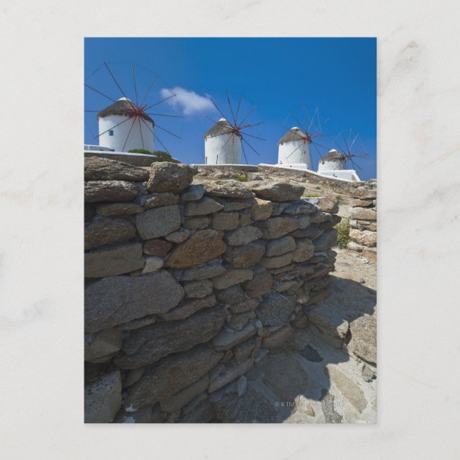 Postal Grecia, Islas Cícladas, Mykonos, Muro de piedra (Anverso)