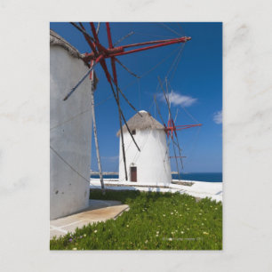 Postal Grecia, islas de Cícladas, Mykonos, molinoes de