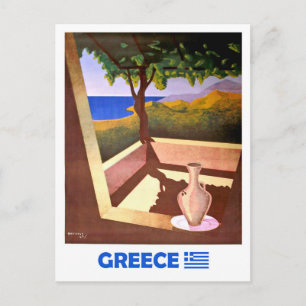 Postal Grecia, vista desde la terraza. Viajes antiguos