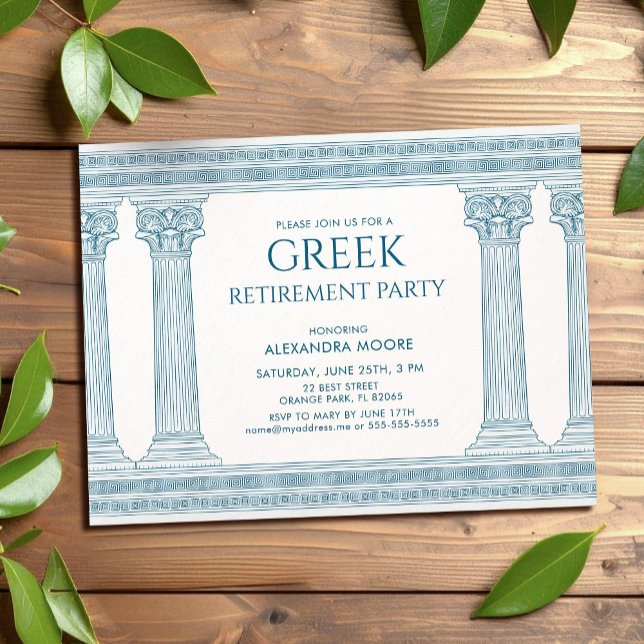 Postal Greek Retirement party postcard in blue (Subido por el creador)