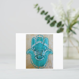 Postal Green and Gold Hamsa