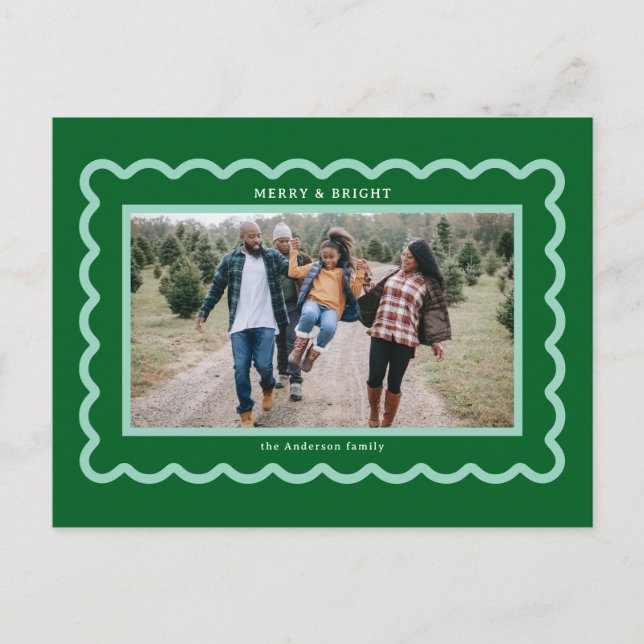 Postal Green and Mint Simple Scallop Photo Frame (Anverso)