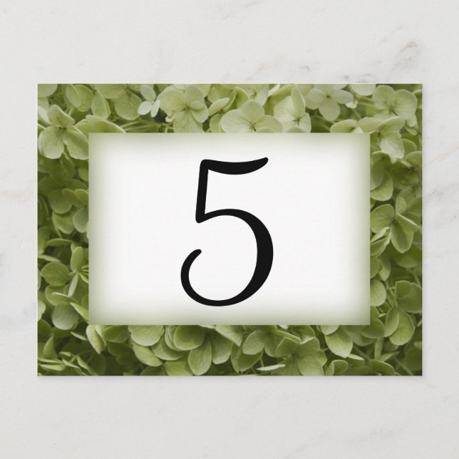 Postal Green Annabelle Hydrangea Flower Table Numbers (Anverso)