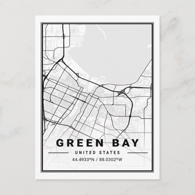 Postal Green Bay Wisconsin USA Travel City Map (Anverso)
