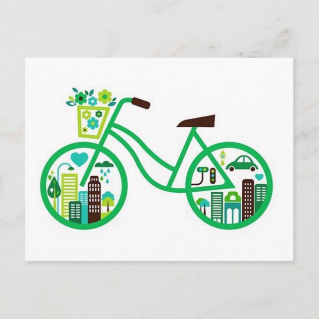 Postal Green Bicicletas Green Bikers Go Green Earth Day (Anverso)