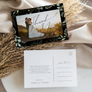 Postal Green Black And Gold Photo Boda Gracias