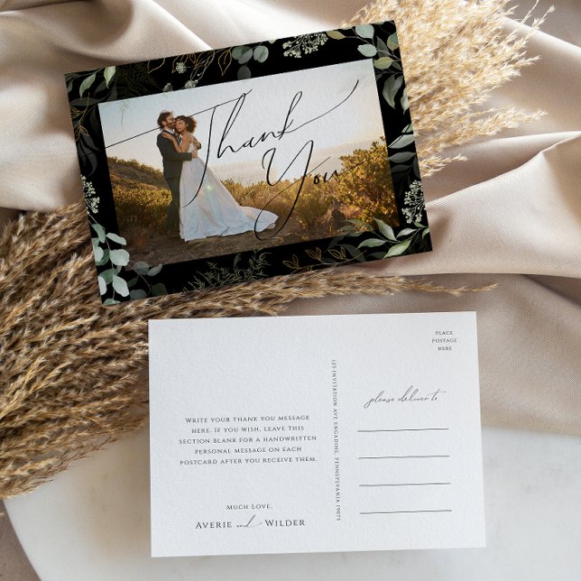 Postal Green Black And Gold Photo Boda Gracias (Subido por el creador)