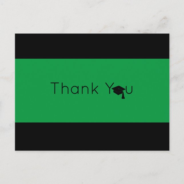 Postal Green Black Bold Graduation Gracias (Anverso)