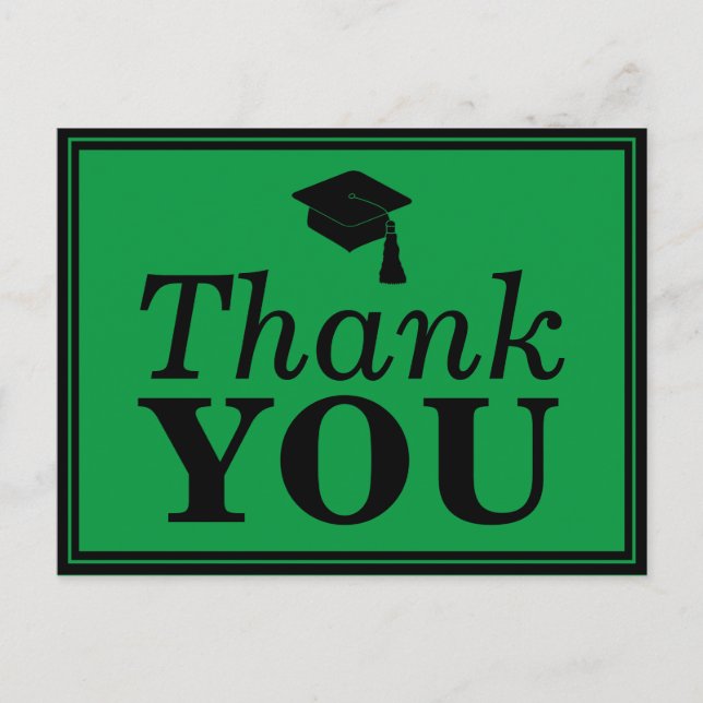 Postal Green Black Grad Cap Gracias (Anverso)