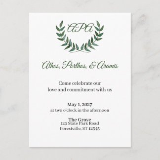 Postal Green Branches Invitation