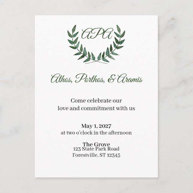 Postal Green Branches Invitation (Anverso)