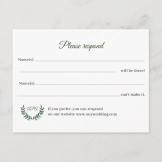 Postal Green Branches RSVP Postcard