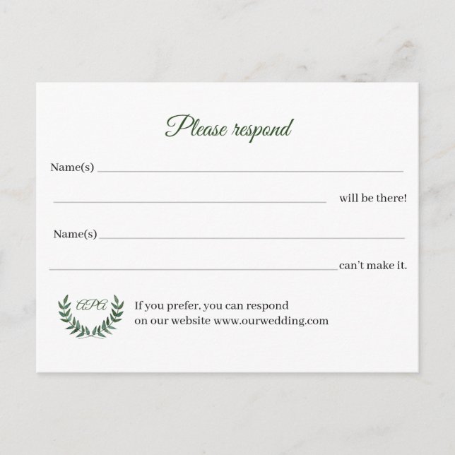 Postal Green Branches RSVP Postcard (Anverso)