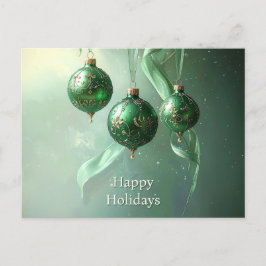 Postal Green Christmas Ball Holiday Postcard