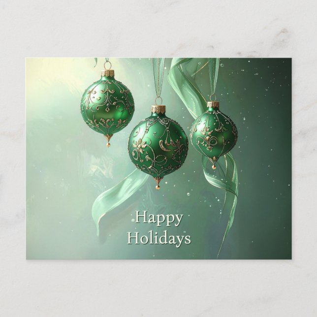 Postal Green Christmas Ball Holiday Postcard (Anverso)