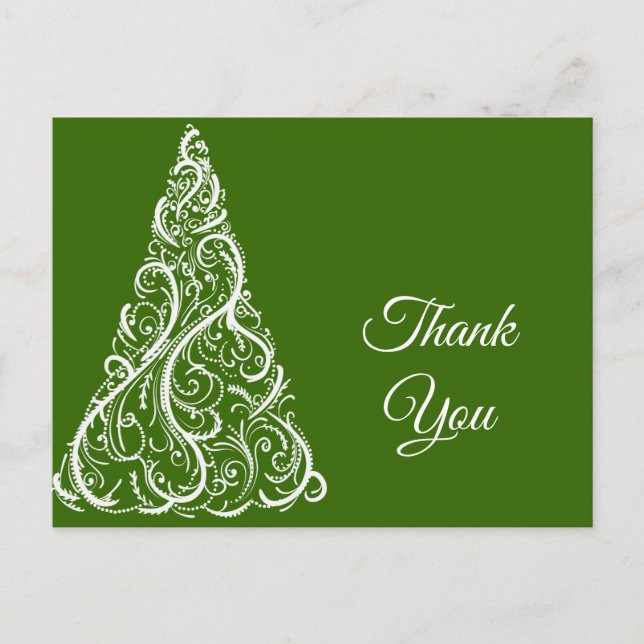 Postal Green Christmas Tree Winter Gracias (Anverso)
