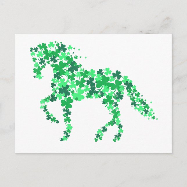 Postal Green Clover Shamrock Horse St Patricks Day (Anverso)